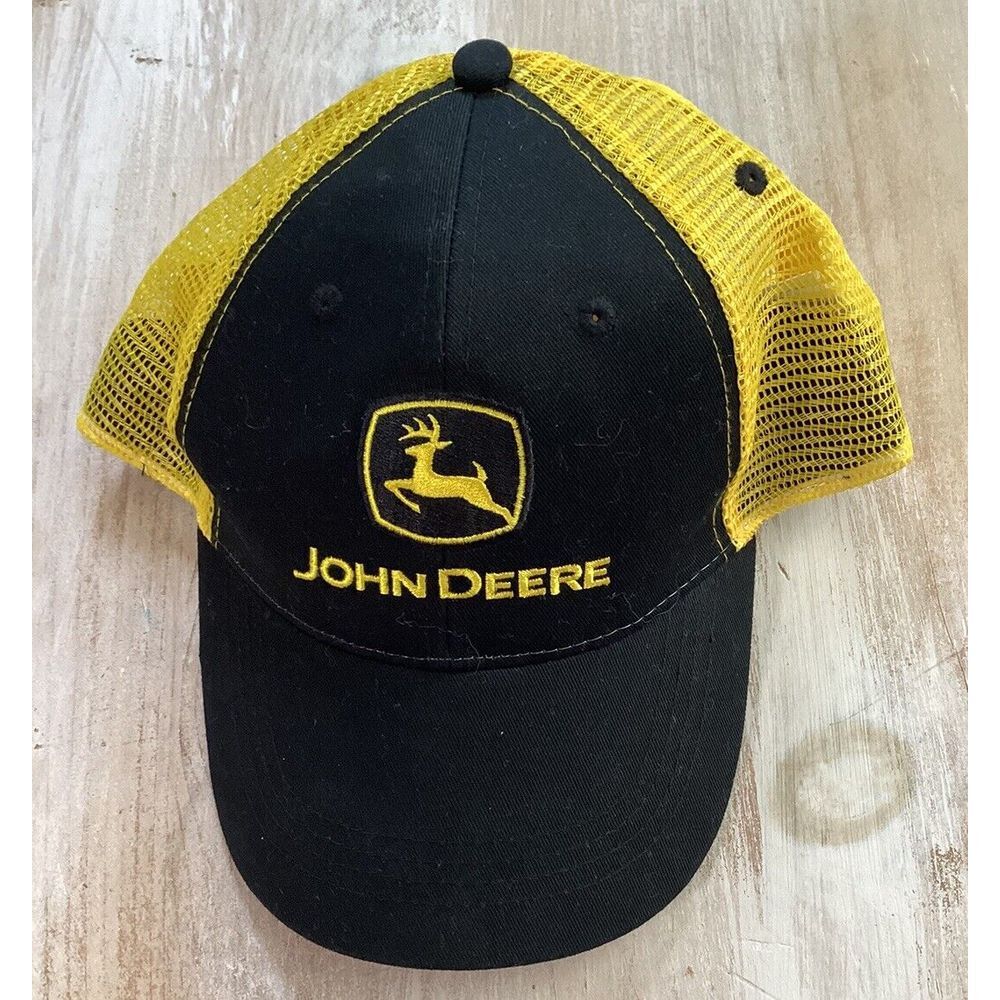 John Deere Authentic Licensed Black and‎ Yellow Mesh Trucker Snapback